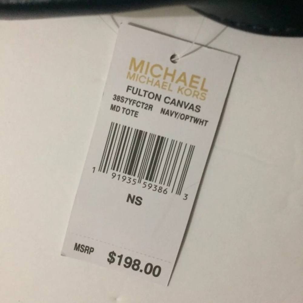 MICHAEL KORS MK Fulton Navy Striped Canvas Tote - Picture 4 of 9